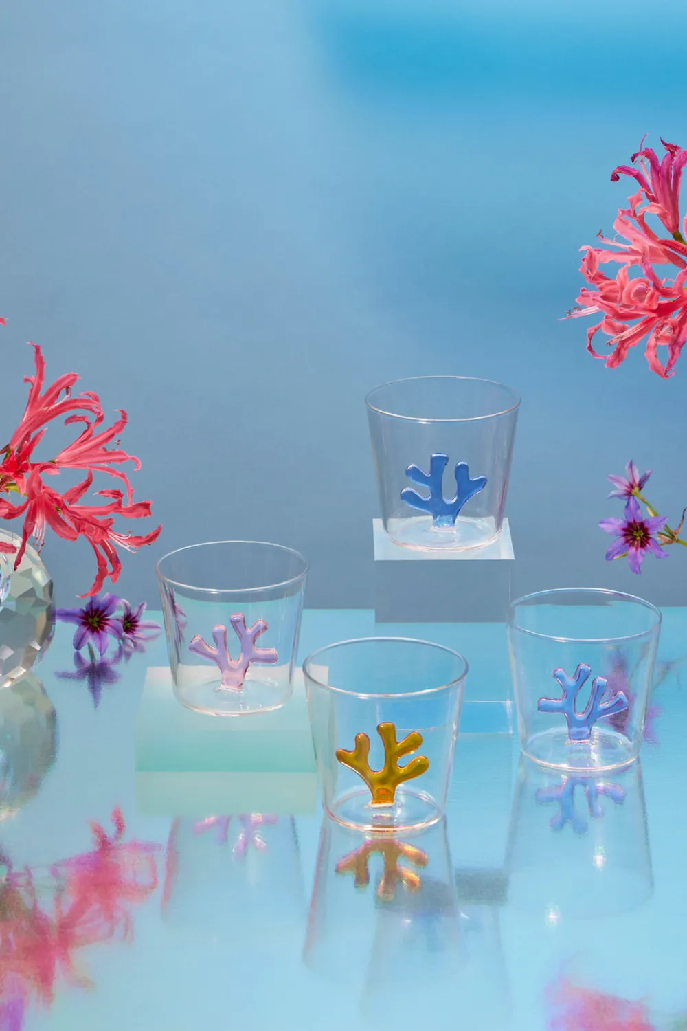 Sprezz Glassware|OTM Exclusive: Whimsical Tumbler Glasses in Blue, Set of 4