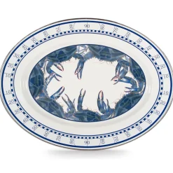 Golden Rabbit Dinnerware|Oval Platter in Blue Crab