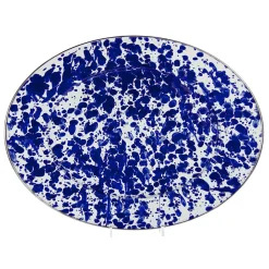 Golden Rabbit Dinnerware|Oval Platter in Cobalt Swirl