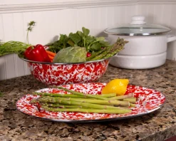 Golden Rabbit Dinnerware|Oval Platter in in Red Swirl