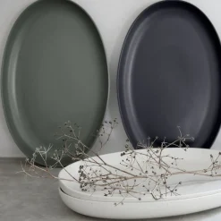 Costa Nova Dinnerware|Pacifica Collection Oval Plates in Artichoke, Set of 6