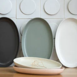 Costa Nova Dinnerware|Pacifica Collection Oval Plates in Vanilla, Set of 6