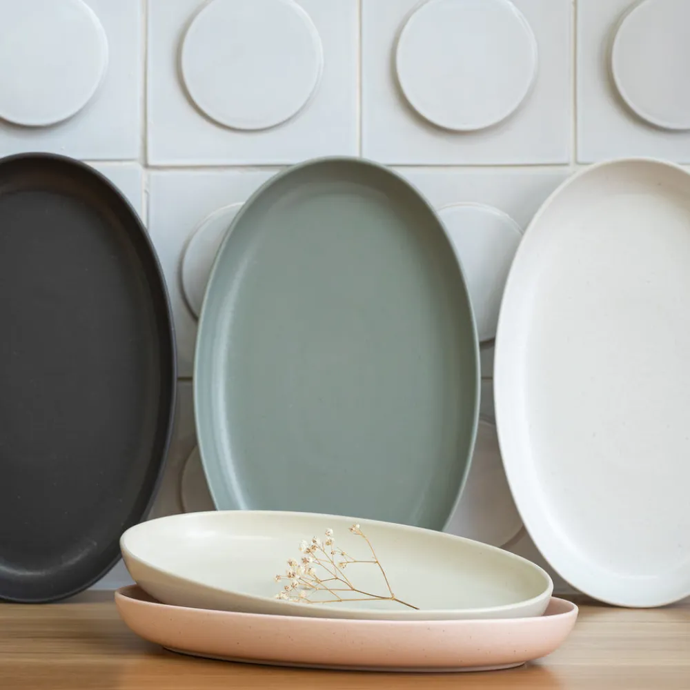 Costa Nova Dinnerware|Pacifica Collection Oval Plates in Vanilla, Set of 6