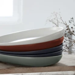 Costa Nova Dinnerware|Pacifica Collection Oval Plates in Salt, Set of 6