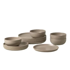 Costa Nova Dinnerware|Pacifica Collection 12-pc Place Setting with Cereal Bowl in Chestnut