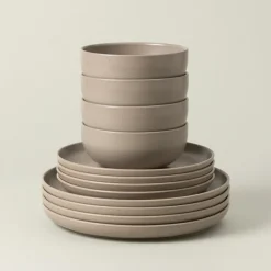 Costa Nova Dinnerware|Pacifica Collection 12-pc Place Setting with Cereal Bowl in Chestnut