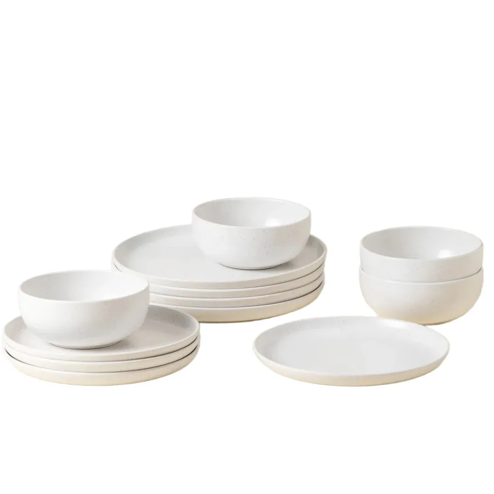 Costa Nova Dinnerware|Pacifica Collection 12-pc Place Setting with Cereal Bowl in Salt