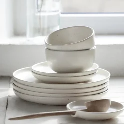 Costa Nova Dinnerware|Pacifica Collection 12-pc Place Setting with Cereal Bowl in Salt