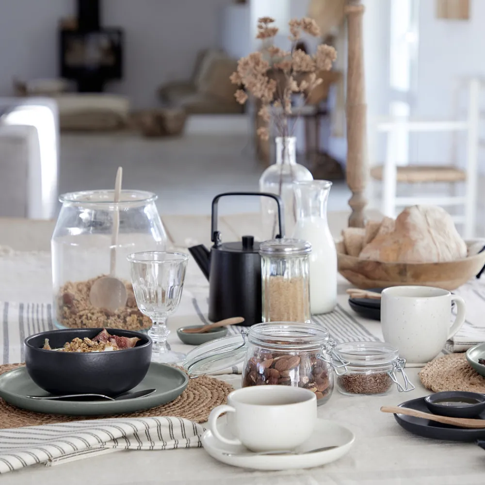 Costa Nova Dinnerware|Pacifica Collection 12-pc Place Setting with Cereal Bowl in Salt