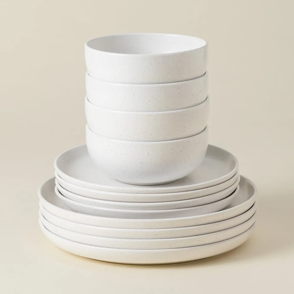 Costa Nova Dinnerware|Pacifica Collection 12-pc Place Setting with Cereal Bowl in Salt