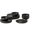 Costa Nova Dinnerware|Pacifica Collection 12-pc Place Setting with Cereal Bowl in Seed Grey