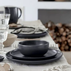 Costa Nova Dinnerware|Pacifica Collection 12-pc Place Setting with Cereal Bowl in Seed Grey