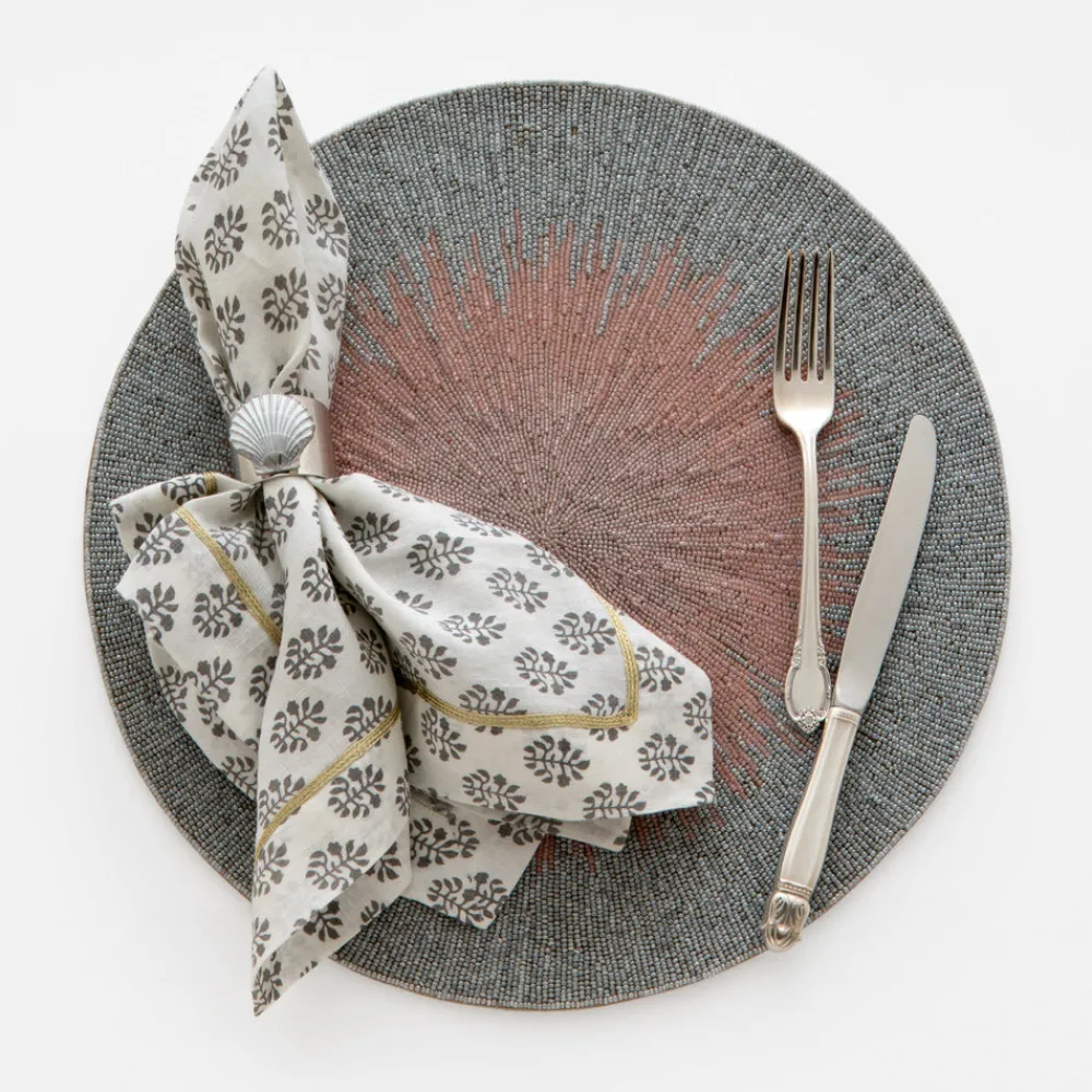 Joanna Buchanan Place Settings & Linens|Painted Shell Napkin Rings in White, Set of Two