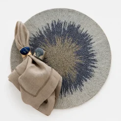 Joanna Buchanan Place Settings & Linens|Painted Shell Napkin Rings in Blue, Set of Two