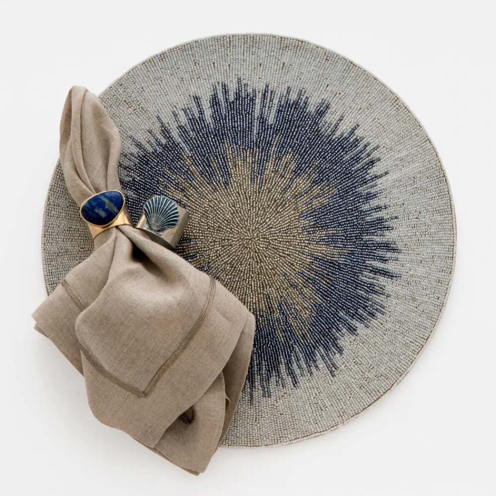 Joanna Buchanan Place Settings & Linens|Painted Shell Napkin Rings in Blue, Set of Two