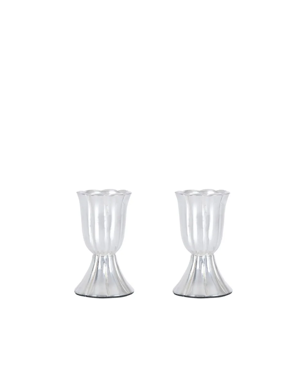 Rebecca Udall Place Settings & Linens|Pair of Fluted Candleholders in Silver