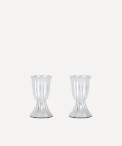 Rebecca Udall Place Settings & Linens|Pair of Fluted Candleholders in Silver