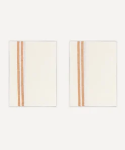 Rebecca Udall Place Settings & Linens|Pair of Striped Linen Tea Towels in Burnt Orange, Set of 2