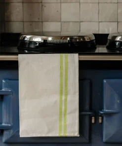 Rebecca Udall Place Settings & Linens|Pair of Striped Linen Tea Towels in Apple Green, Set of 2