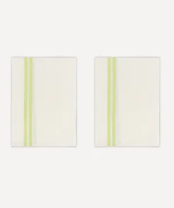 Rebecca Udall Place Settings & Linens|Pair of Striped Linen Tea Towels in Apple Green, Set of 2