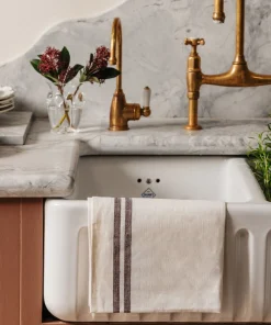 Rebecca Udall Place Settings & Linens|Pair of Striped Linen Tea Towels in Chocolate, Set of 2