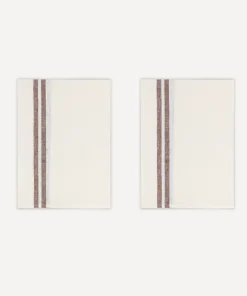 Rebecca Udall Place Settings & Linens|Pair of Striped Linen Tea Towels in Chocolate, Set of 2