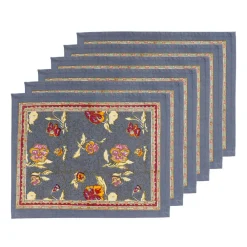 Couleur Nature Place Settings & Linens|Pansy Mats in Red & Grey, Set of 6