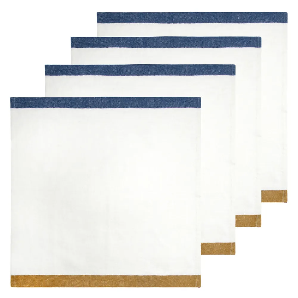Caravan Place Settings & Linens|Paris Napkins in Blue & Mustard, Set of 4