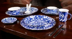 Golden Rabbit Dinnerware|Pasta Plates in Cobalt Swirl, Set of 4
