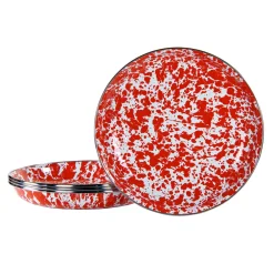 Golden Rabbit Dinnerware|Pasta Plates in Red Swirl, Set of 4