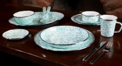 Golden Rabbit Dinnerware|Pasta Plates in Sea Glass, Set of 4