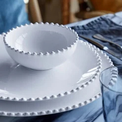 Costa Nova Dinnerware|Pearl Collection Dinner Plates in White, Set of 6