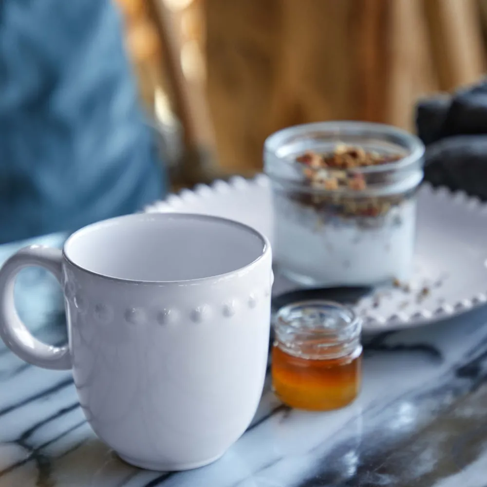 Costa Nova Dinnerware|Pearl Collection Mugs in White, Set of 6