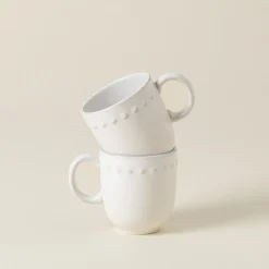 Costa Nova Dinnerware|Pearl Collection Mugs in White, Set of 6