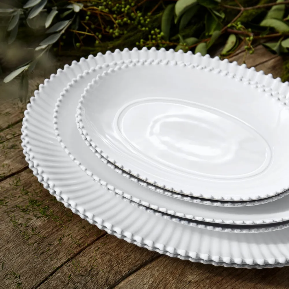 Costa Nova Dinnerware|Pearl Collection Oval Platter 20" in White