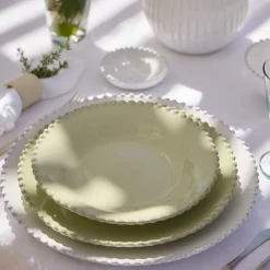 Costa Nova Dinnerware|Pearl Collection Pasta Plates in Lilly Green, Set of 6