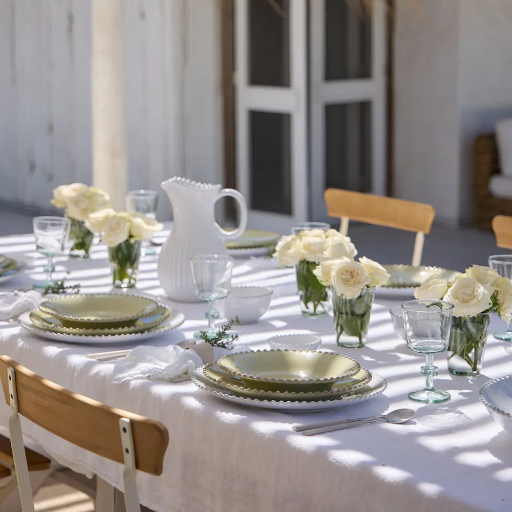 Costa Nova Dinnerware|Pearl Collection Pasta Plates in Lilly Green, Set of 6