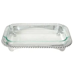 Mariposa Dinnerware|Pearled Oblong Casserole Caddy with 3-Quart Pyrex