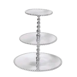 Mariposa Dinnerware|Pearled 3-Tiered Cupcake Server