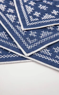 Esencial Hogar Place Settings & Linens|Pedralbes Placemats in Navy, Set of 4