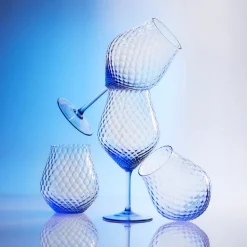 Caskata Glassware|Phoebe Cobalt Stemless Wine Glasses, Set of 2