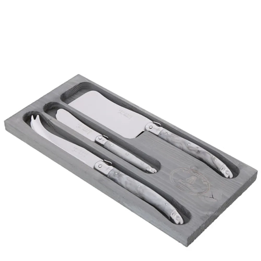 Jean Dubost Laguiole Flatware|3-Piece Cheese Set in Marble