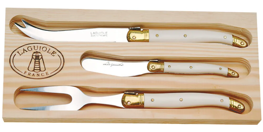 Jean Dubost Laguiole Flatware|3-Piece Cheese Set Ivory
