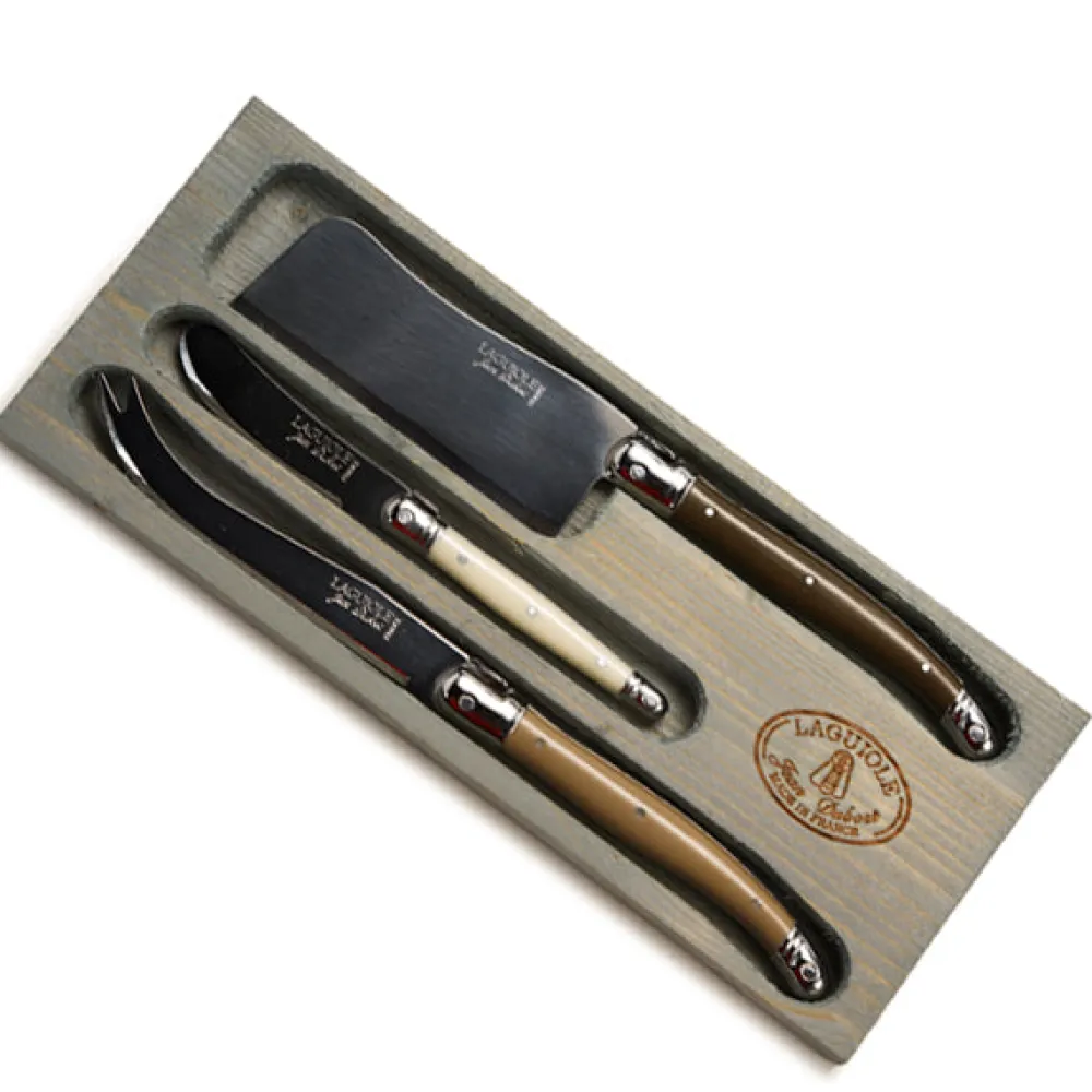 Jean Dubost Laguiole Flatware|3-Piece Cheese Set Linen 4cs