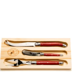 Jean Dubost Laguiole Flatware|3-Piece Cheese Set Red