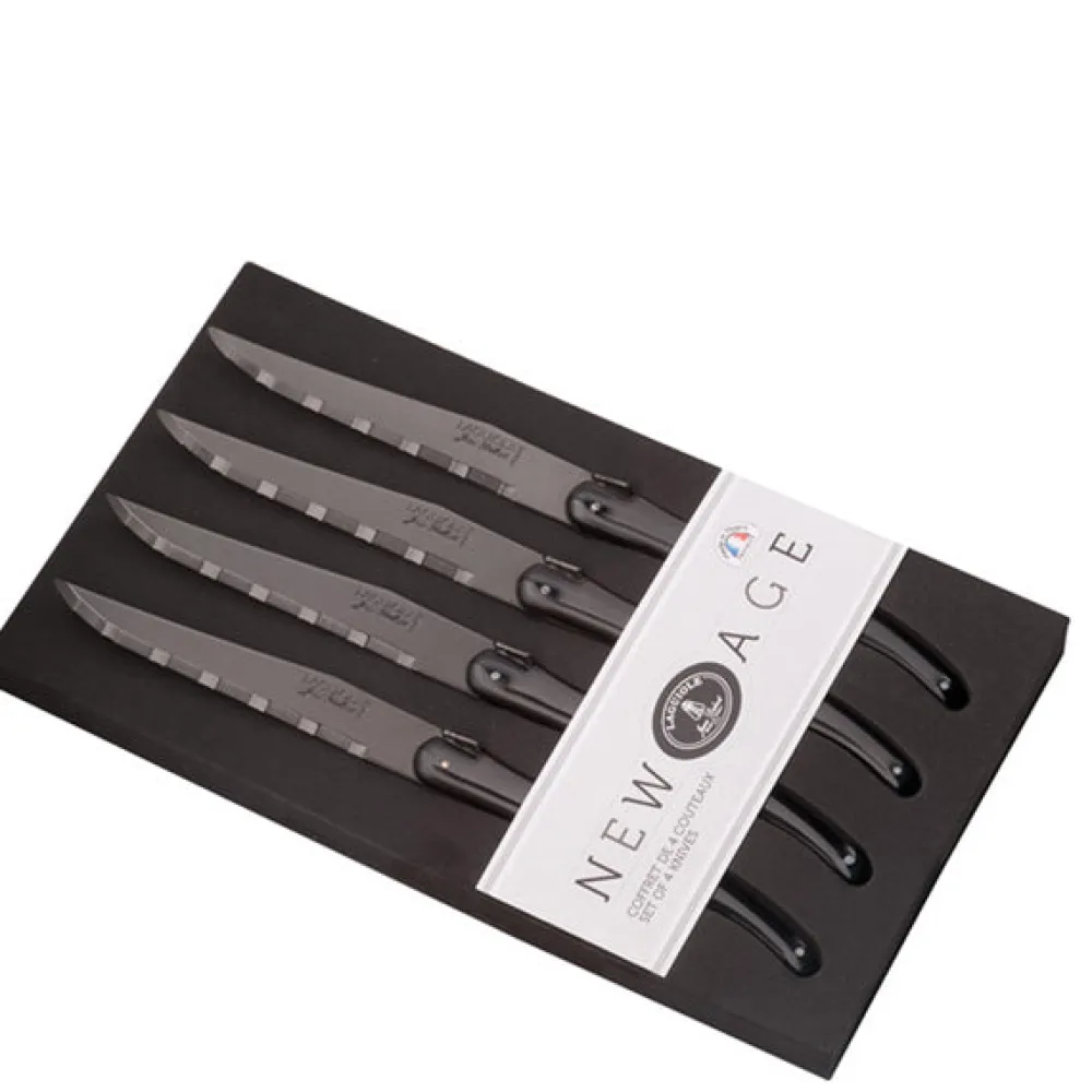 Jean Dubost Laguiole Flatware|4-Piece Steak Knives in New Age Black