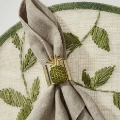 Joanna Buchanan Place Settings & Linens|Pineapple Napkin Rings in Olive, Set of Two