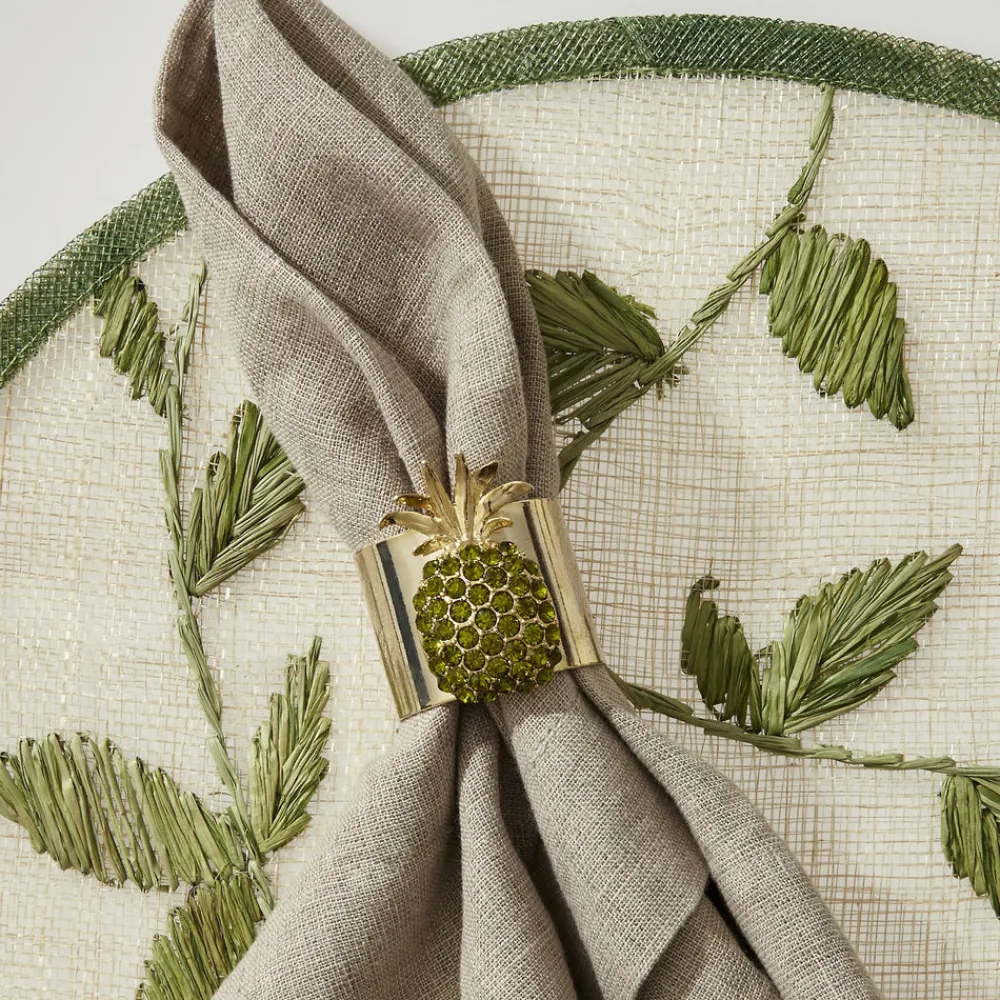 Joanna Buchanan Place Settings & Linens|Pineapple Napkin Rings in Olive, Set of Two