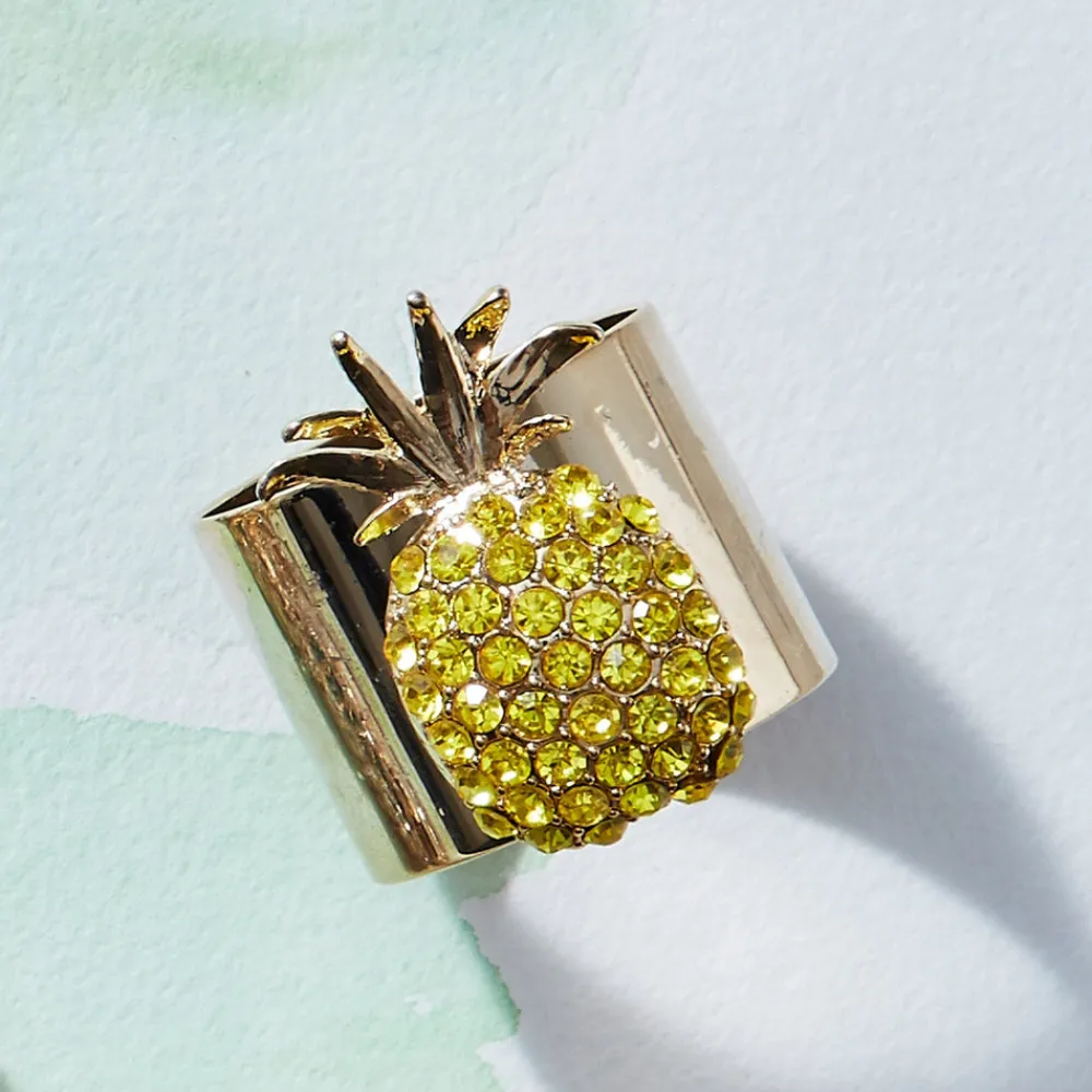 Joanna Buchanan Place Settings & Linens|Pineapple Napkin Rings in Yellow, Set of Two