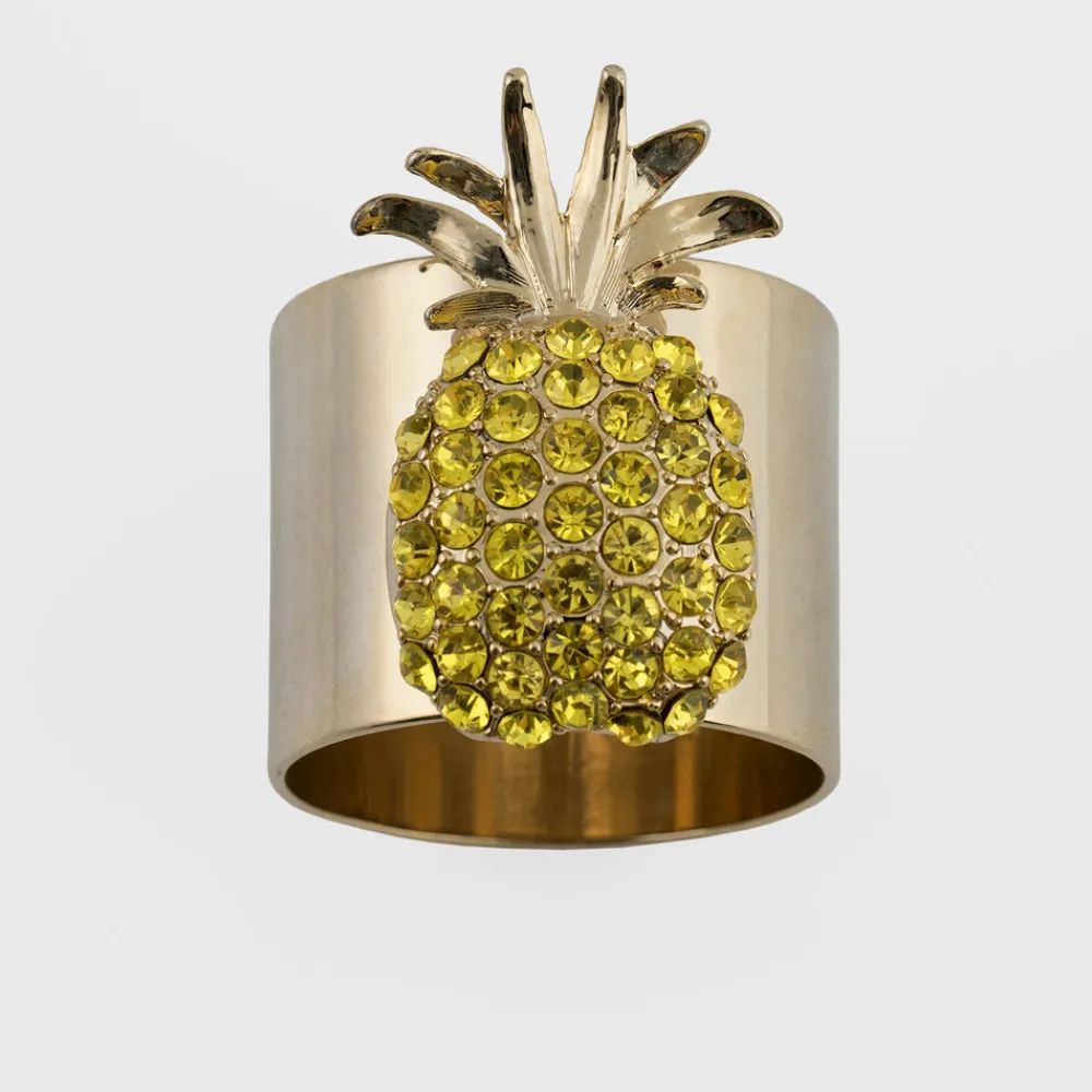 Joanna Buchanan Place Settings & Linens|Pineapple Napkin Rings in Yellow, Set of Two